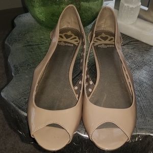 Taupe Peeptoe Flat